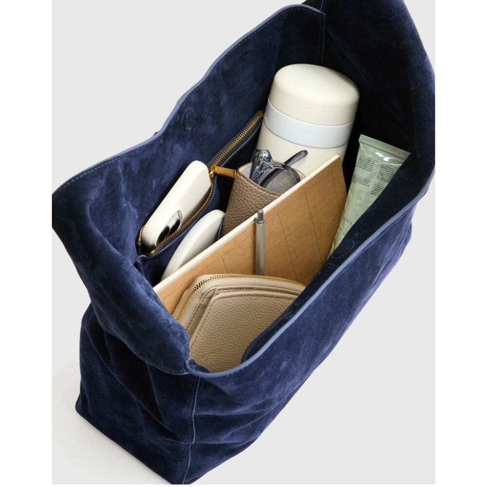 Quince NEW Italian Suede Slouchy Shoulder Bag, Color: Midnight - Picture 3 of 7
